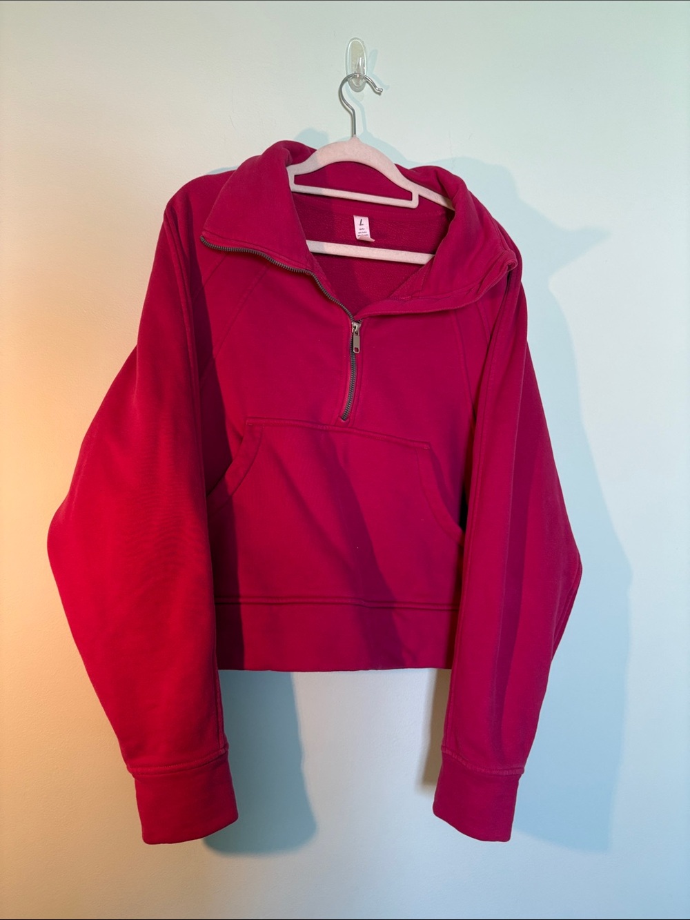 Women's Half-Zip Pullover Sweatshirt - Raspberry Pink - Picture 1 of 4